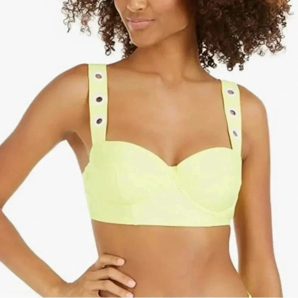 DKNY CITRUS Grommet-Strap Underwire Bikini Swim Top Size XL